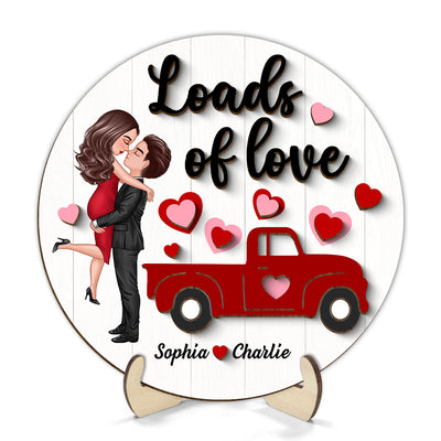 Couple Hugging Kissing Truck Loads Of Love  Gift Personalized 2-layer Wooden Plaque