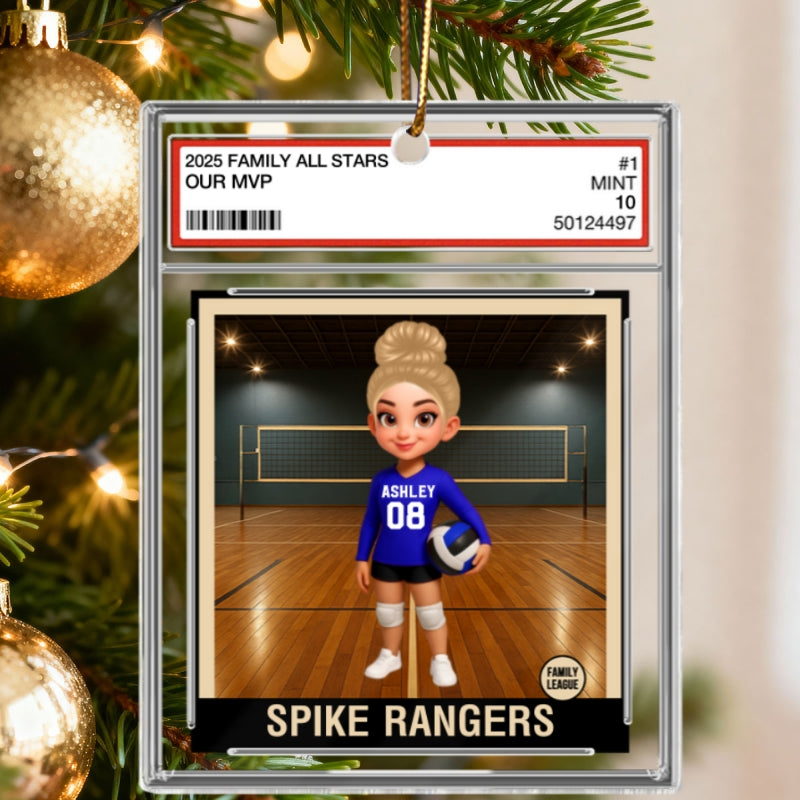 Volleyball Player All Star Trading Card Style - Personalized Acrylic Ornament - Christmas Gift For Daughter, Granddaughter