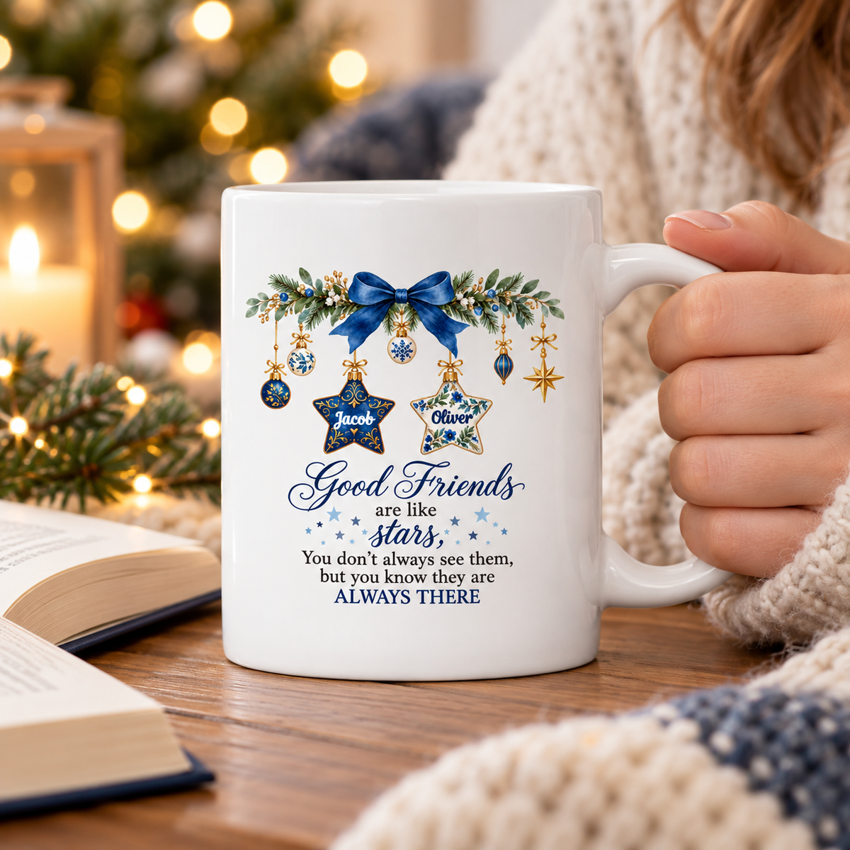 Good Friends Are Like Stars - Personalized Mug - Christmas Gift for Best Friends