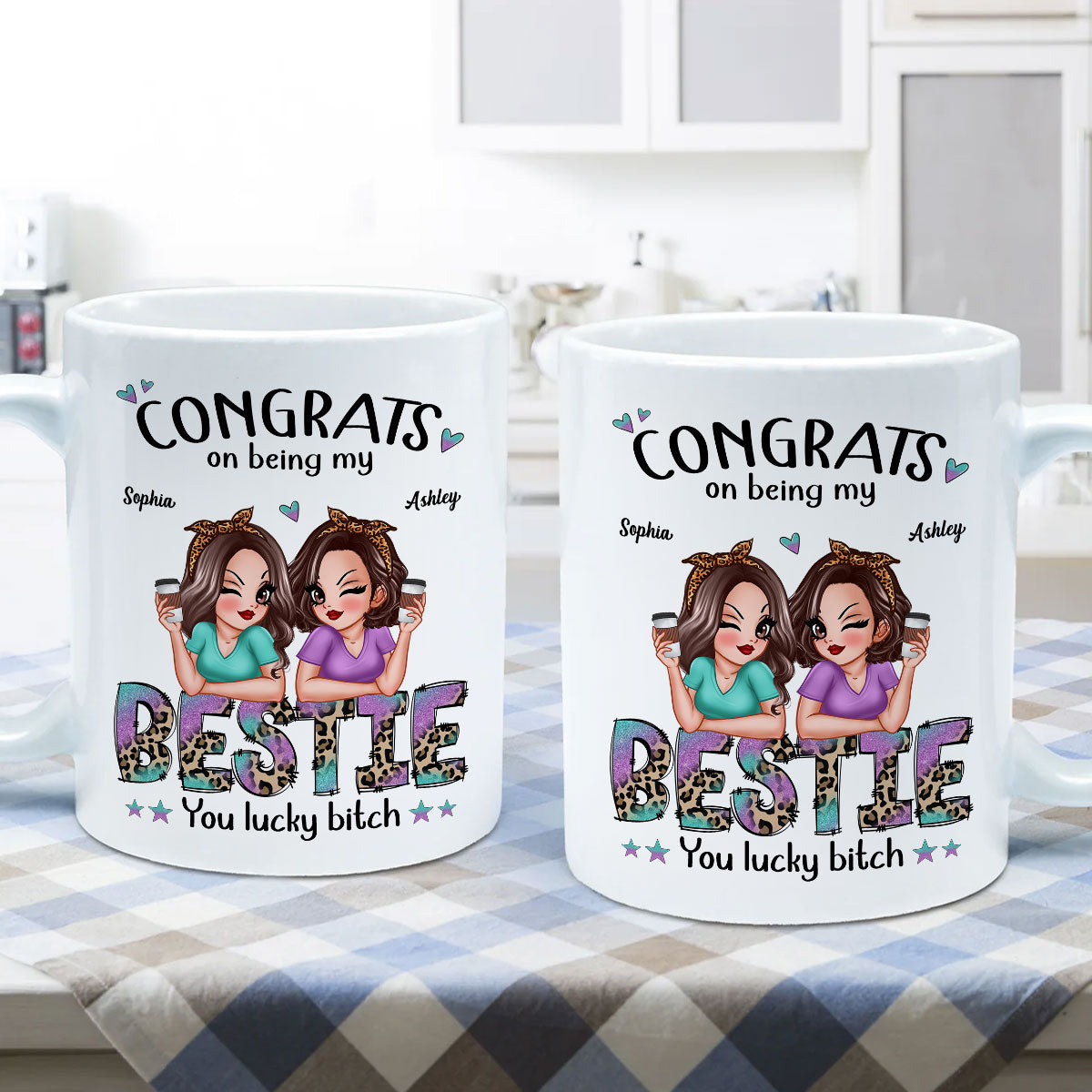Congrats On Being My Bestie Pretty Sassy Girls Personalized Mug