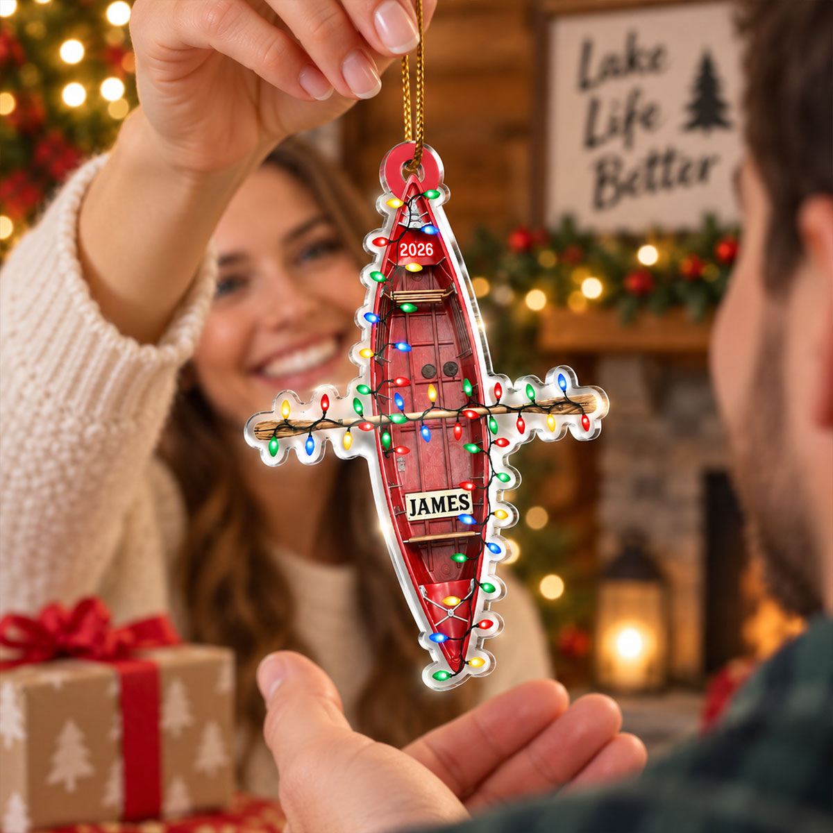 Custom Name Boat - Personalized Acrylic Ornament, Christmas Tree Hanging Decor, 2D Flat Ornament, Sailing Boat