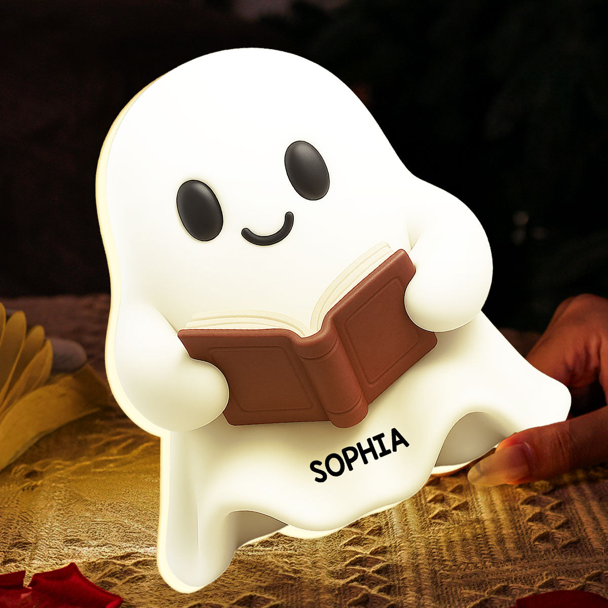 Halloween Boo Ghost Reading Book - Personalized Light Box - Gift For Book Lovers