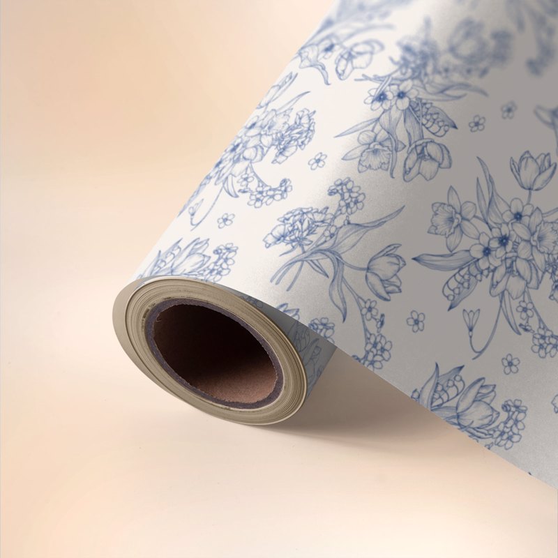 Floral Blue Gift Wrapping Paper