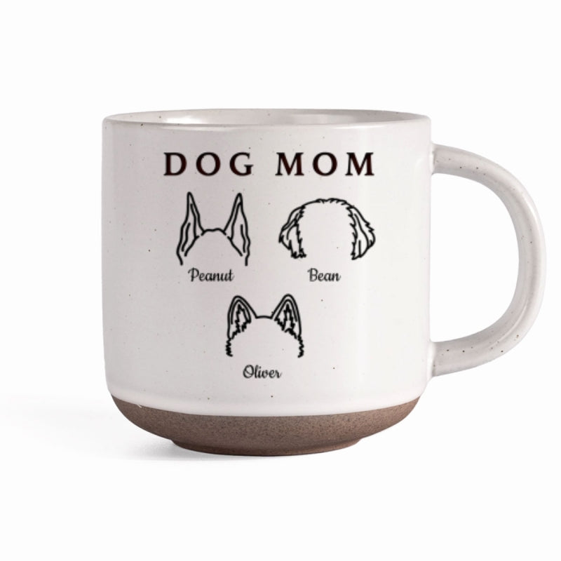 Dog Mom Dog Head Outline Personalized Pottery Mug, Gift for Dog Mom
