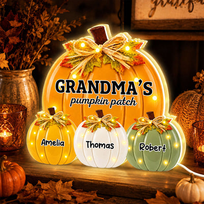 Retro Vintage Grandma Pumpkin Patch - Personalized Light Box - Fall Decor For Grandma