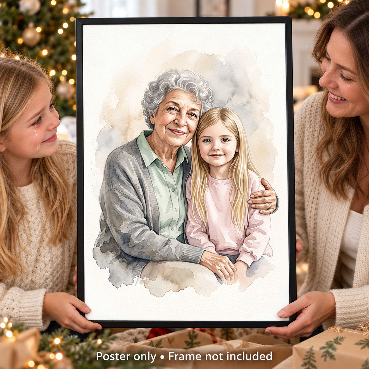 Add Deceased Loved One to Photo, Merge Multiple Pictures - Personalized Poster - Custom Family Memorial Portrait, Sympathy Gift