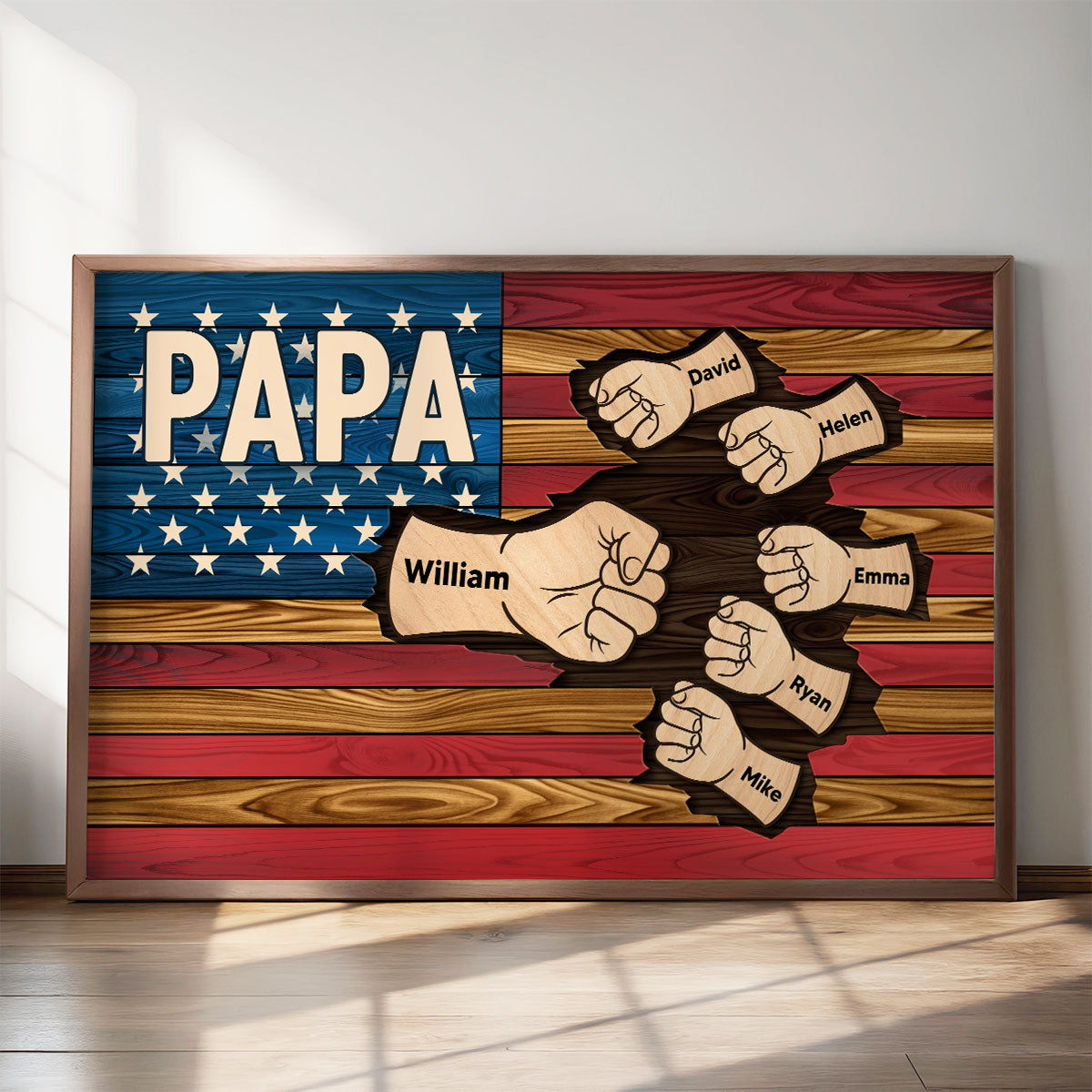 Grandpa Dad Nation Flag Fist Bump Personalized Poster, Gift For Grandpa, Dad