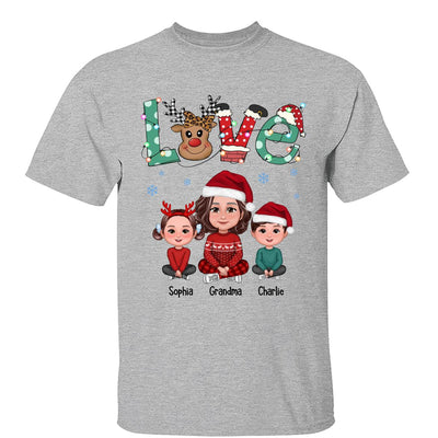LOVE Grandma Mom Life Crossed Legs Christmas Pattern Personalized Shirt