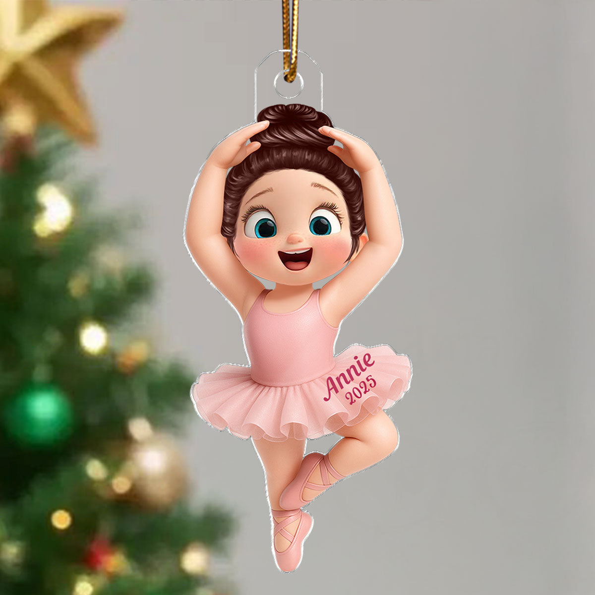 3D Effect Ballerina Little Girl Christmas Personalized Acrylic Ornament