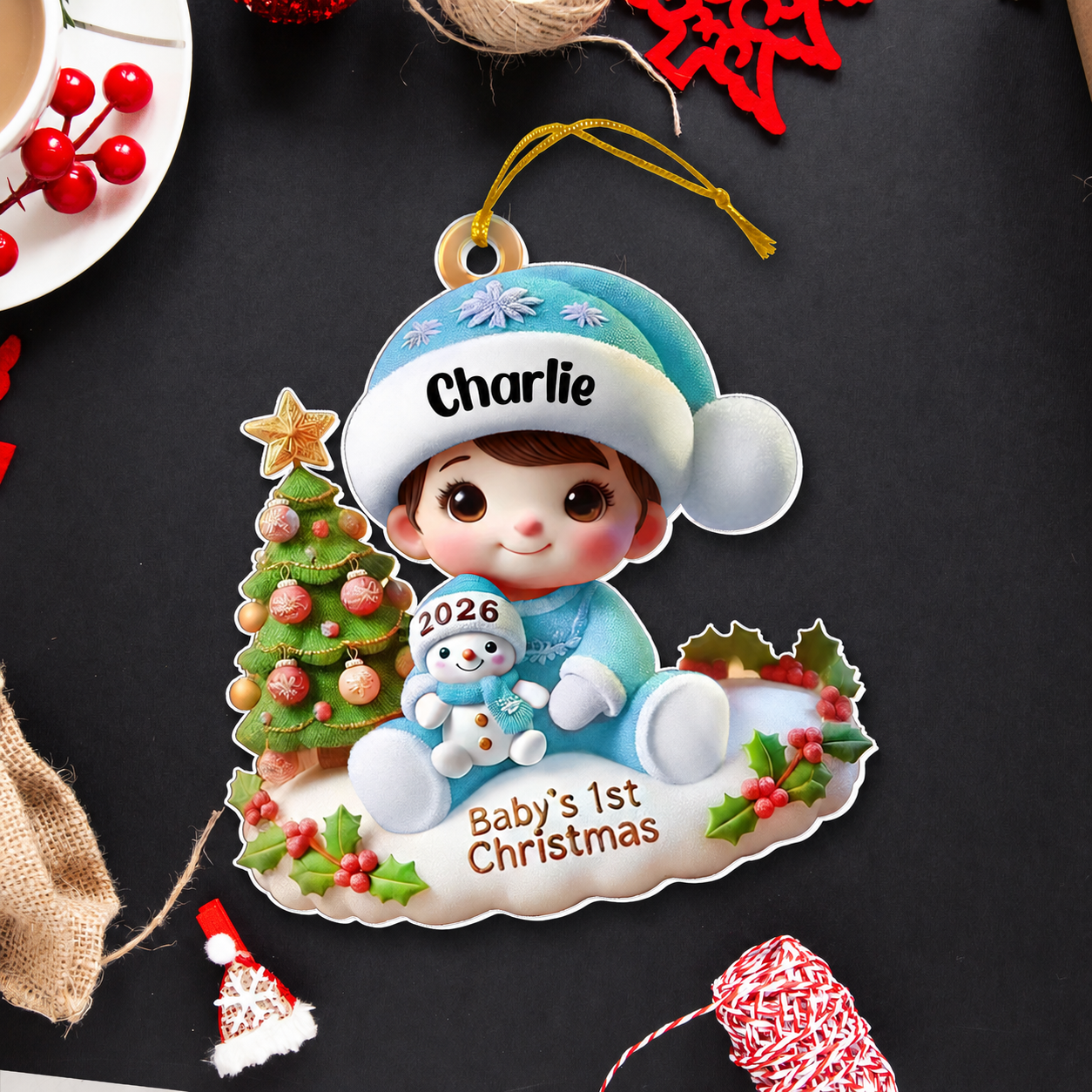 Precious Moments Baby’s First Christmas Dated 2026 Acrylic Ornament, Lovely Keepsake to Celebrate Baby's First Christmas, Christmas Decor For Newborns