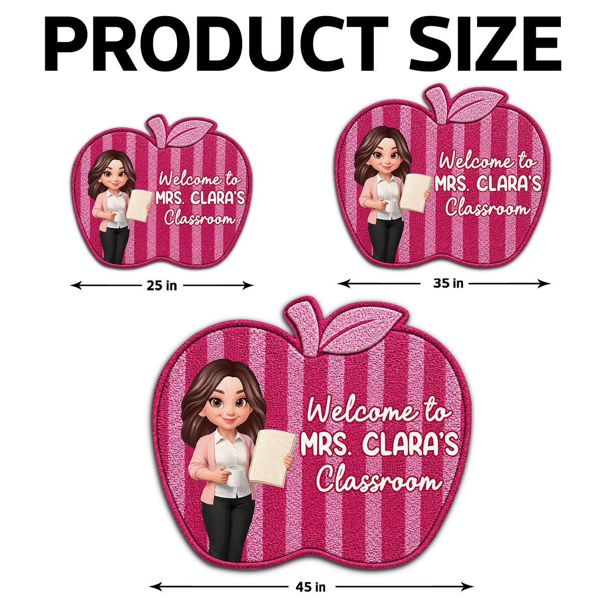 Trending Woman Style Teacher Apple Welcome To Classroom - Personalized Doormat - Back To School Gift For Teacher, Classroom Decor