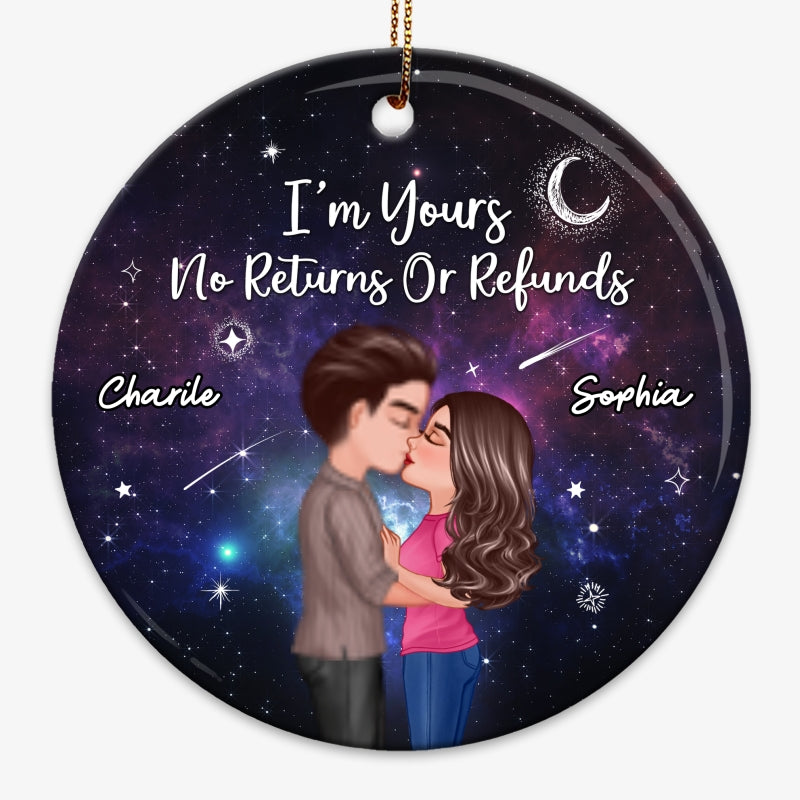 Christmas Doll Couple Kissing In Galaxy Night Personalized Circle Ornament
