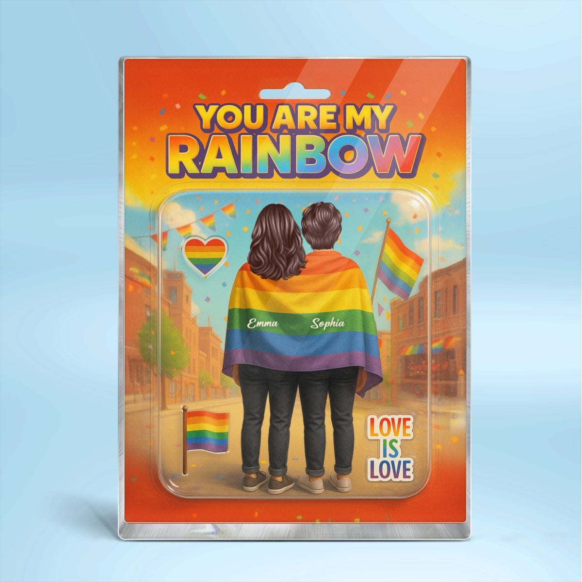 Pride Month LGBT Couple Custom Figure Personalized Rectangle Acrylic Block Plaque, Gift For Couple
