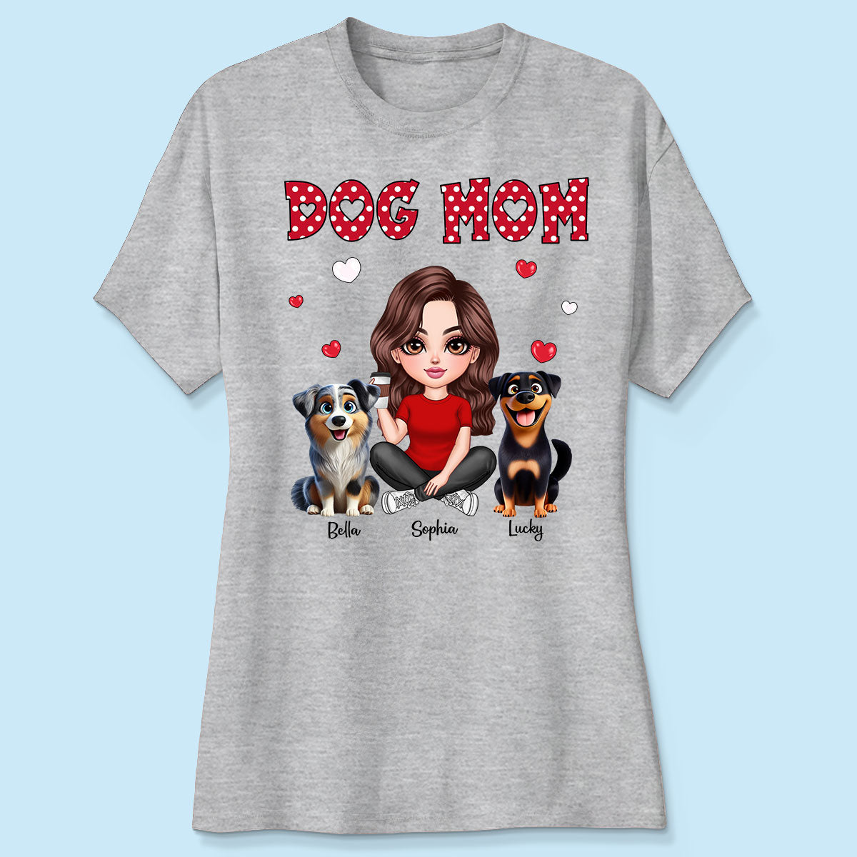 Polka Dot Cute 3D Dog Mom Personalized Shirt