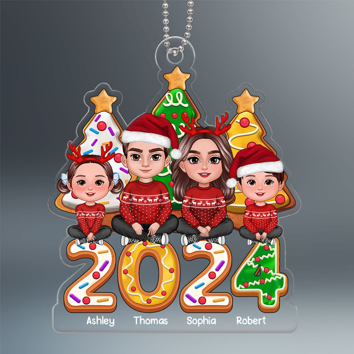 Christmas Tree Cookies Family Crossed Legs Personalized Acrylic Ornament