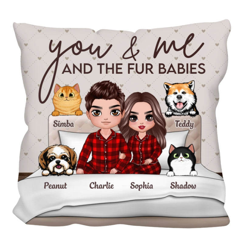 You Me And Fur Babies On Bed Personalized Pillow