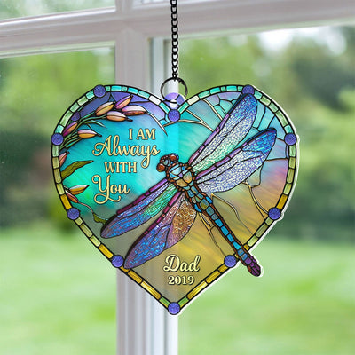 Heart Dragonfly Memorial Personalized Acrylic Window Hanging, Sympathy Gift For Loved Ones