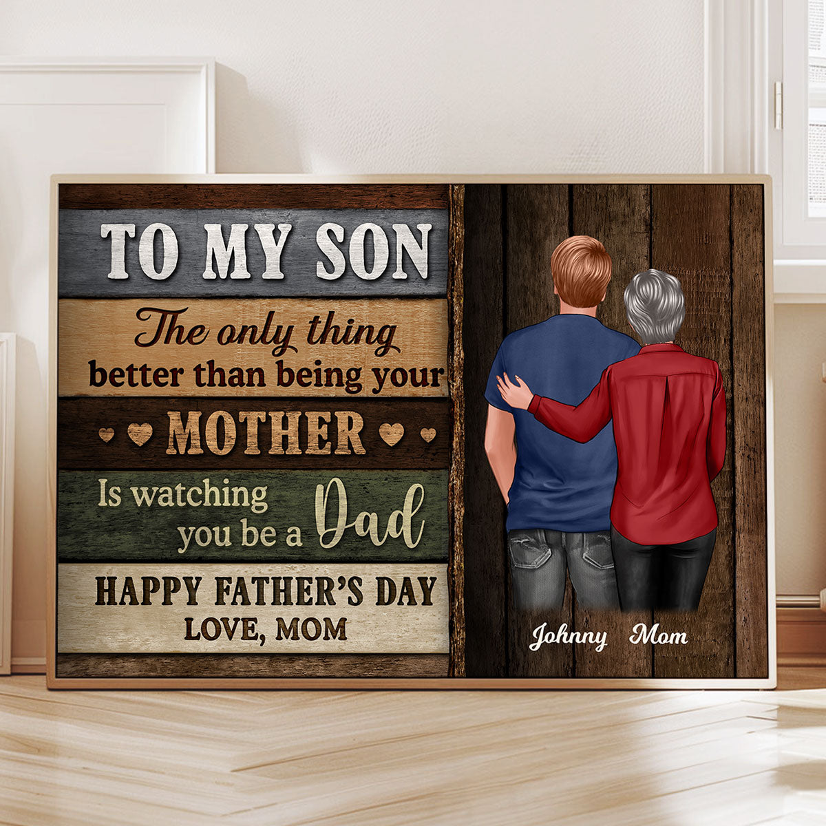 Colored Wood Pallets To My Son From Dad Mom Happy Father's Day Personalized Poster, Heartfelt Father's Day Gift For Son