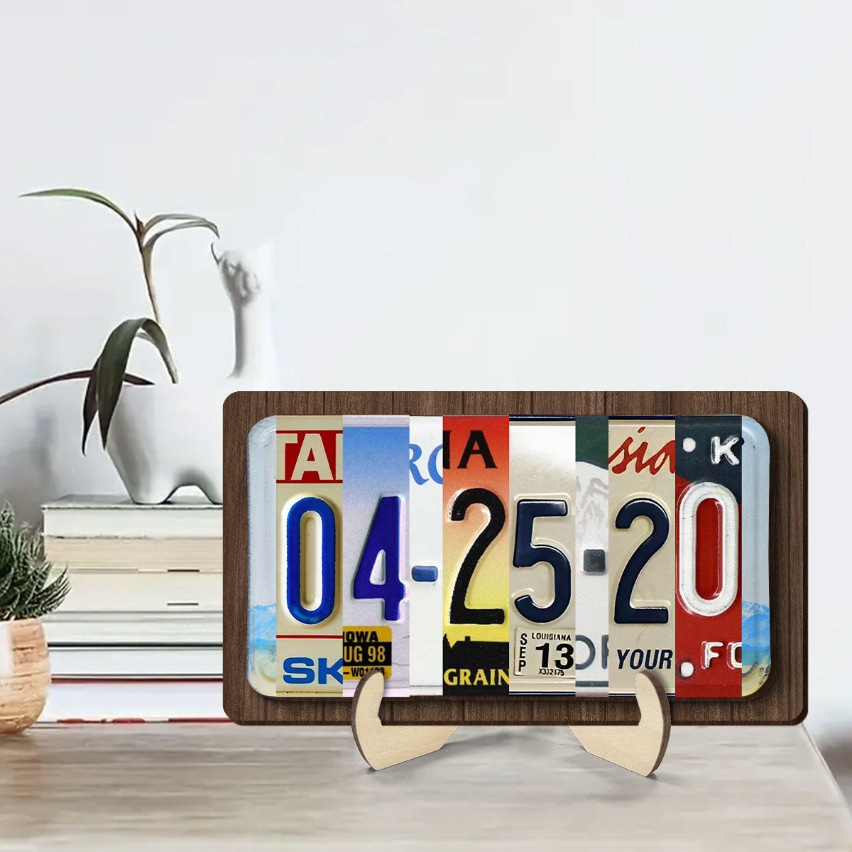 Couple License Plate Personalized Wooden Plaque,  Anniversary Date, Wedding Date, Valentines Day Gift for Couples, for Him, for Her