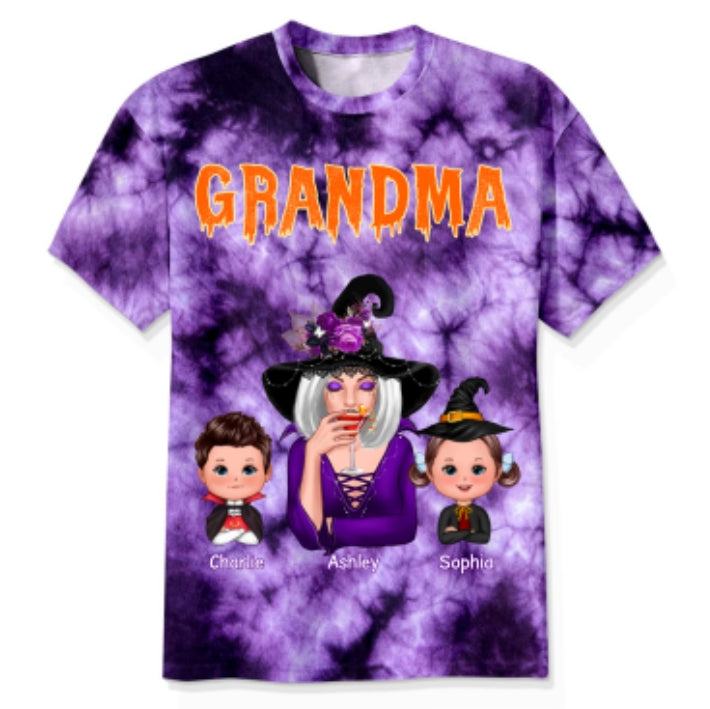 Witch Grandma & Kids Personalized Shirt, Halloween Costume for Grandma