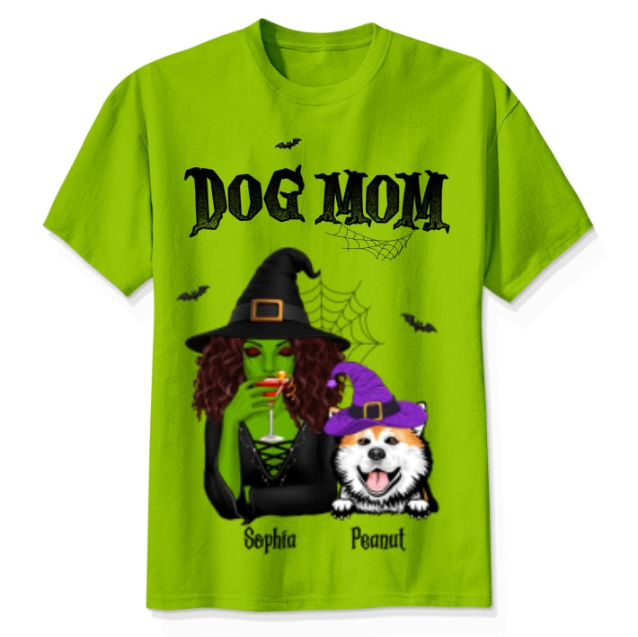 Halloween Green Witch Dog Mom Personalized 3D Shirt