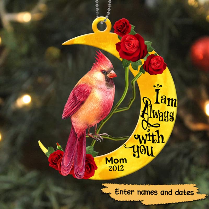 Cardinal Memorial Moon Rose Personalized Acrylic Ornament