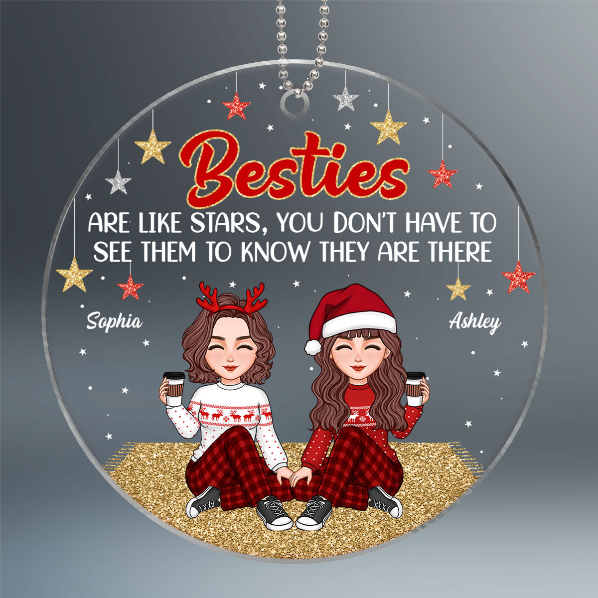 Besties Sisters Are Like Stars Cool Girls Personalized Acrylic Ornament