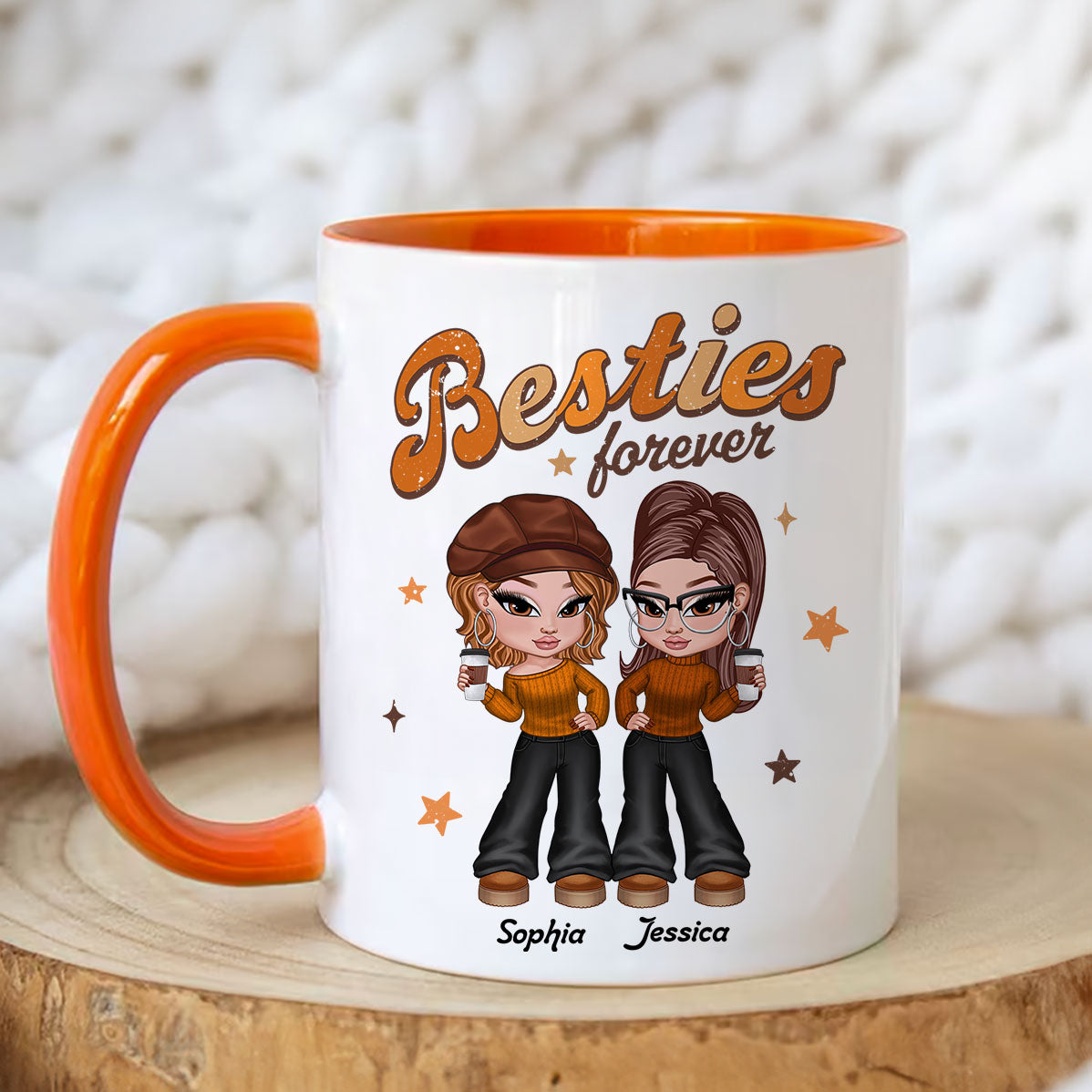 Y2K Besties Sisters Fall Season Retro Style Personalized Mug