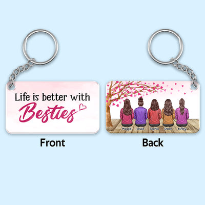 Denim Jacket Besties Sisters Under The Pink Heart Tree Personalized Acrylic Keychain