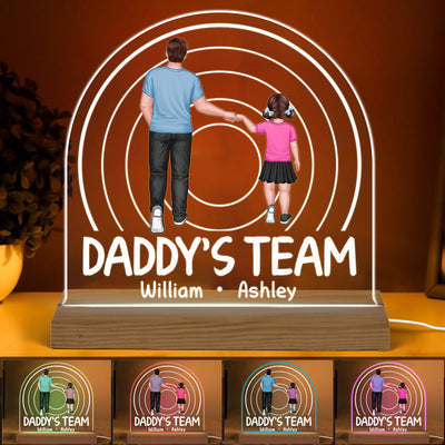 Dad Grandpa Team Punch Hand Back View Personalized Custom Shape Acrylic LED Night Light