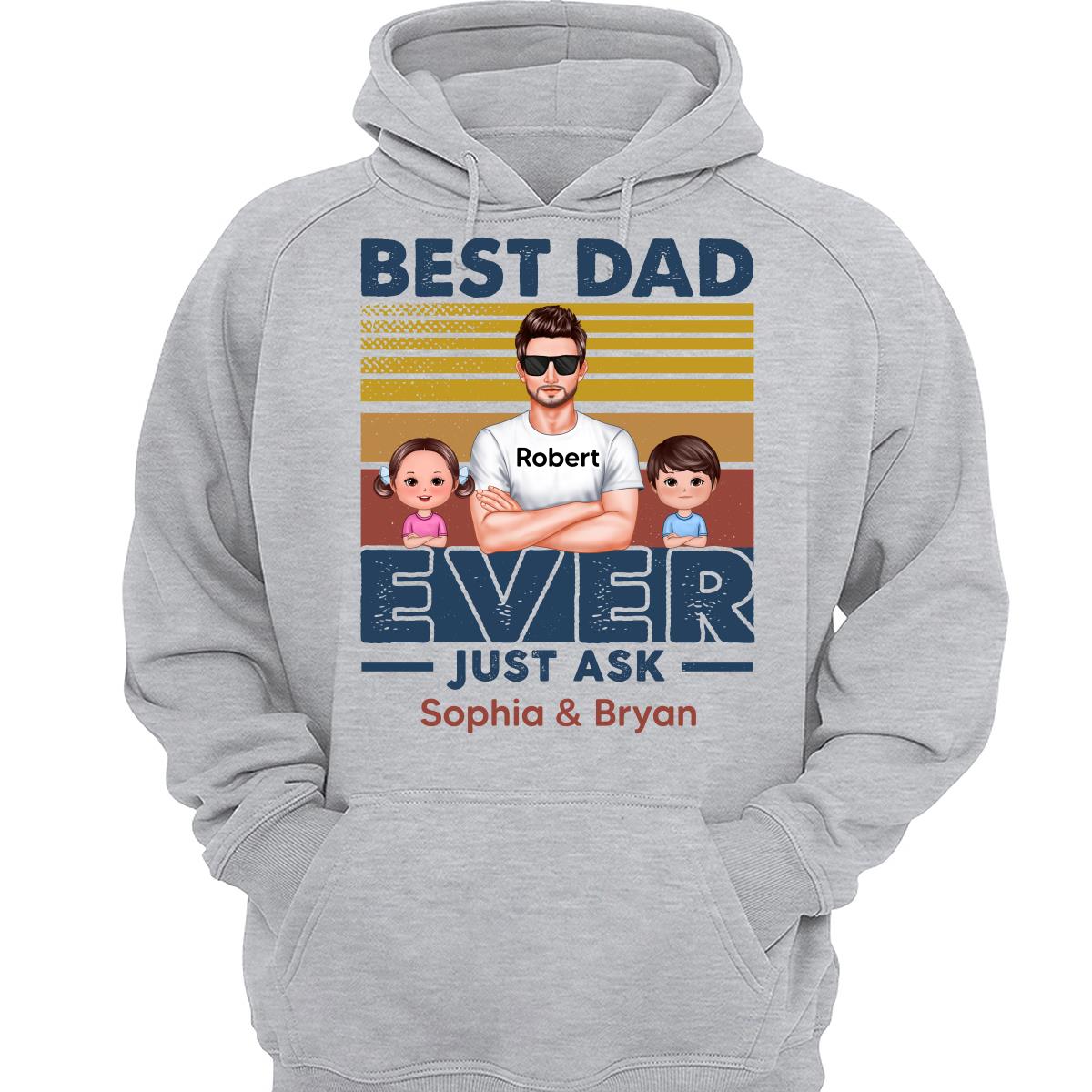 Best Dad Ever Just Ask Doll Kids Retro Personalized Shirt