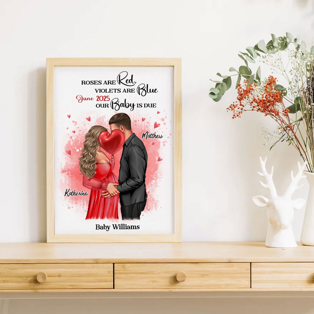 Kissing Couple, Expecting Parents, Pregnancy Couple Personalized Poster,  Gift, Pregnancy Announcement