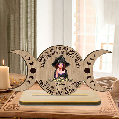Only Good May Enter Here Wicca Home Decor Personalized Standing Wooden Plaque