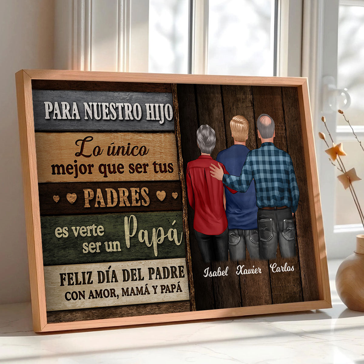 Colored Wood Pallets To My Son From Mom Happy Father's Day Spanish Personalized Poster