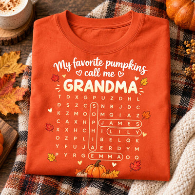 Favorite Pumpkins Call Me Grandma Word Search Puzzle - Personalized Shirt - Fall Season Gift For Grandma