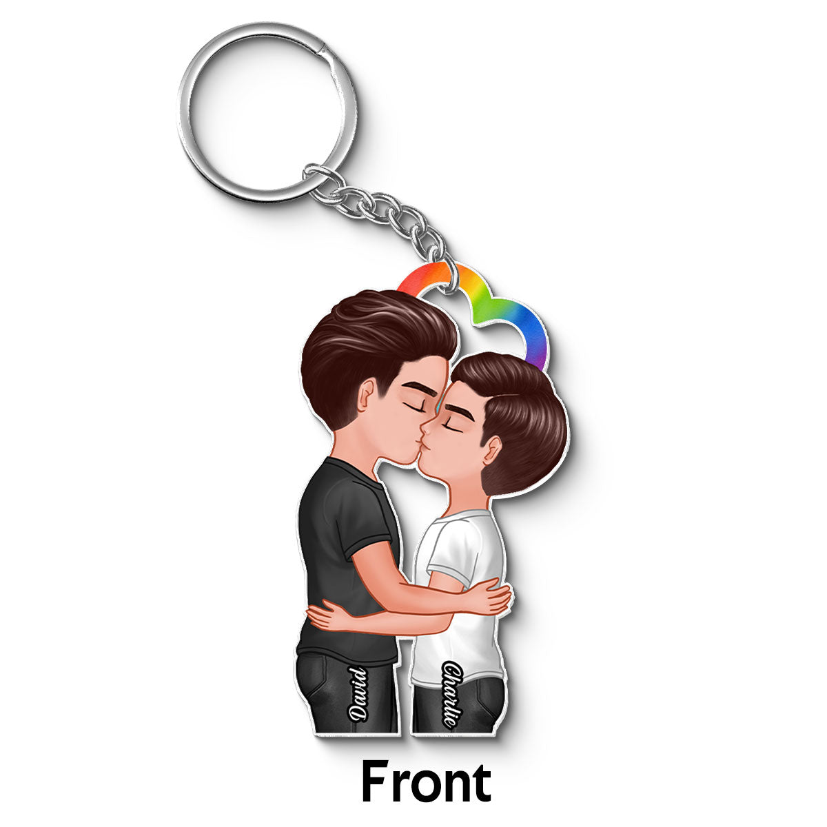 LGBTQ Couple Kissing Personalized Acrylic Keychain, Pride Month gift