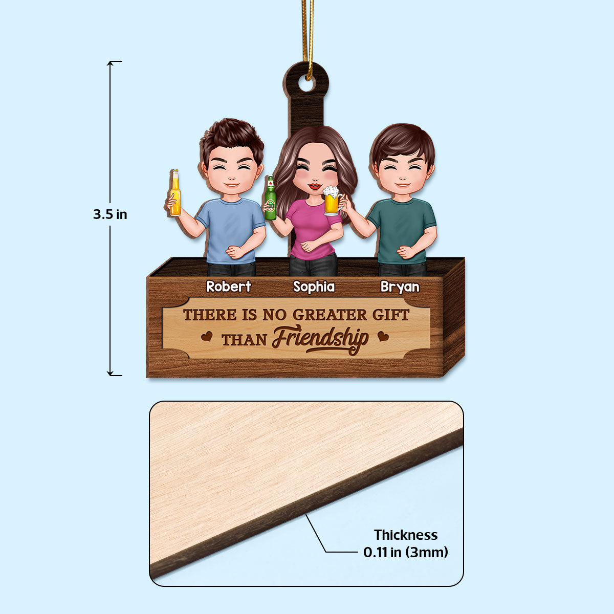 No Greater Gift Than Friendship Doll Best Friends Personalized Wooden Ornament