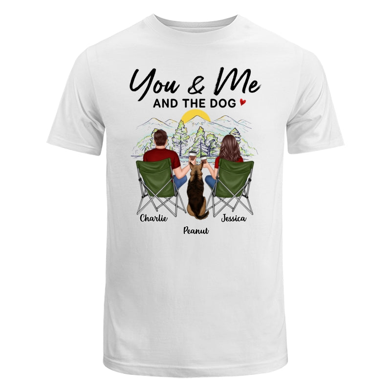 Mountain Sketch Couple Back View You Me The Dog Personalized Shirt