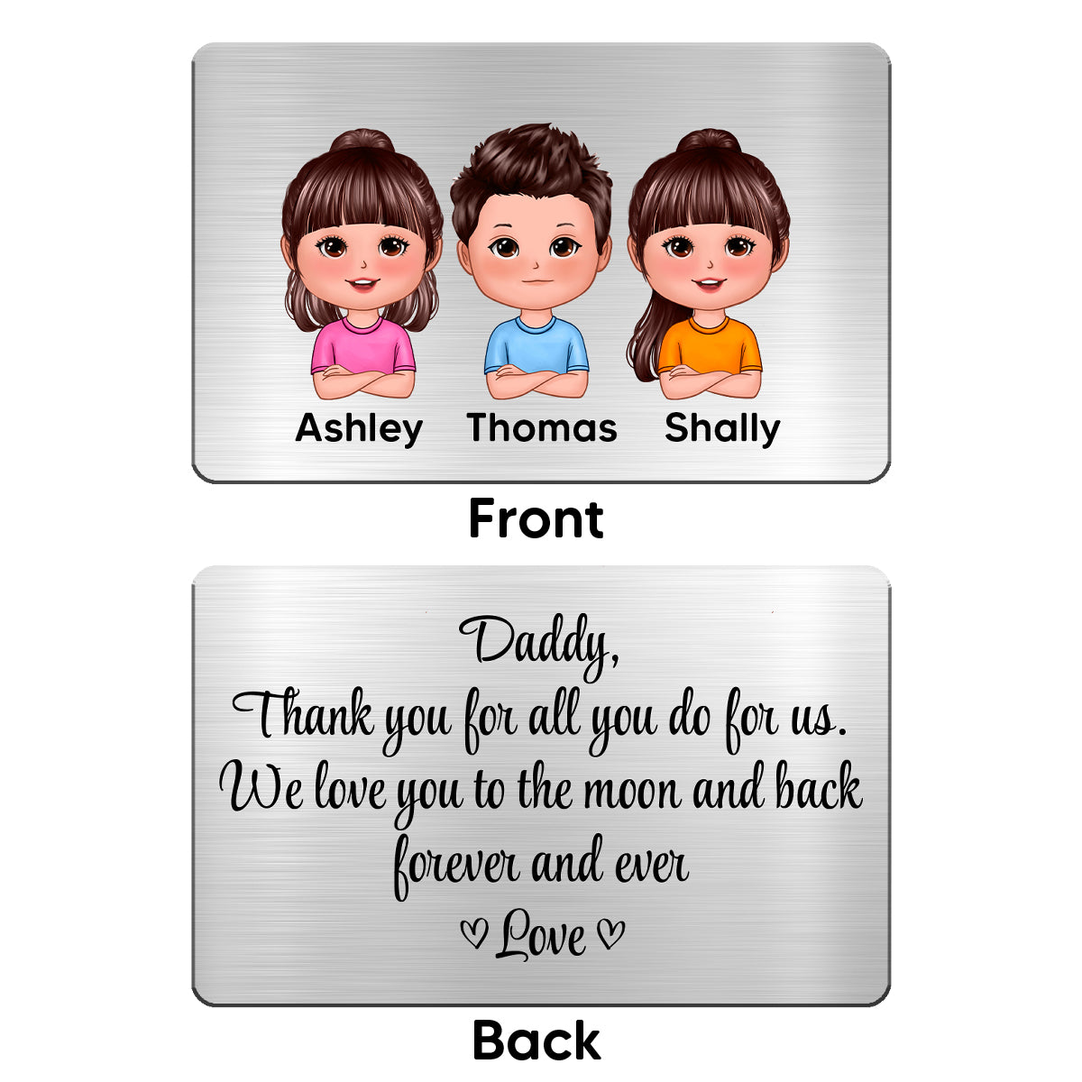 Doll Kids Dad Thank You For All Personalized Metal Wallet Card