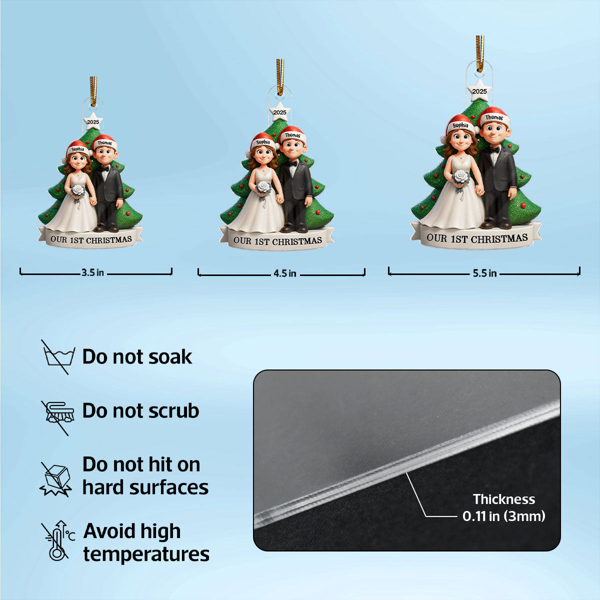 Groom & Bride Under Tree First Christmas Personalized Acrylic Ornament | Just Married Newlyweds Marriage Keepsake