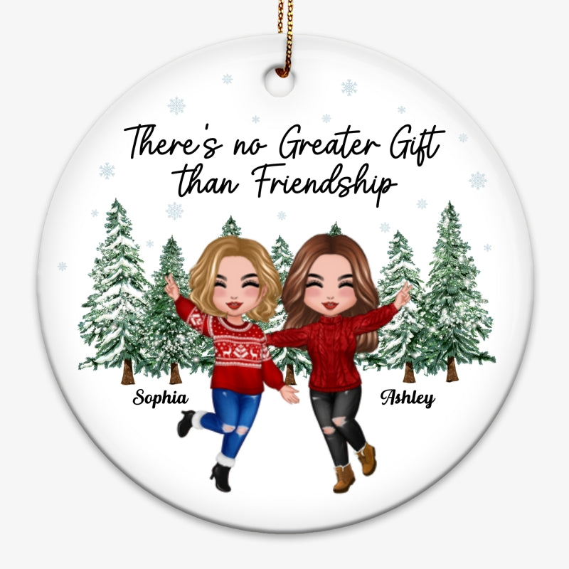 Happy Doll Besties Christmas Tree Background Personalized Circle Ornament