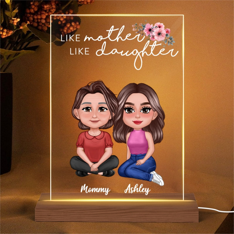 Like Mother Like Daughter Pretty Doll Personalized Acrylic LED Night Light