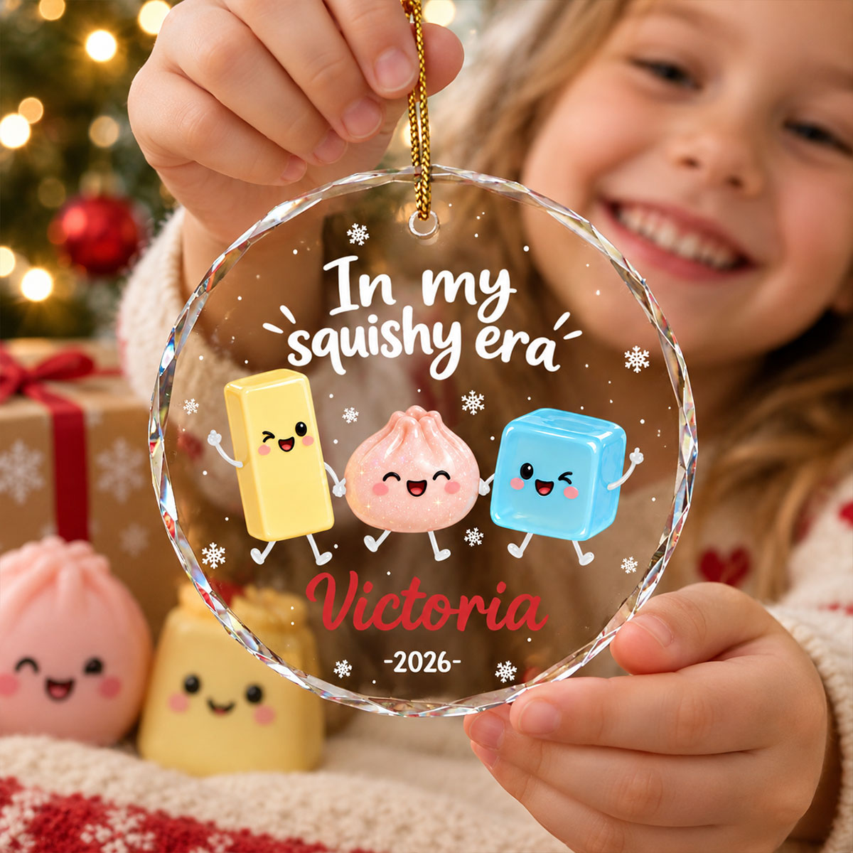 The Year Of Squishies 2D Flat - Personalized Glass Ornament - Christmas Gift For Squishy Lovers, Gift for Kids, 2026 Keepsake