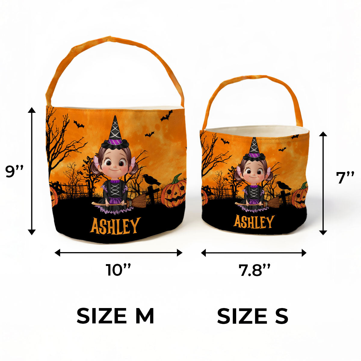 Halloween 3D Background Cartoon Kids Personalized Trick or Treat Basket