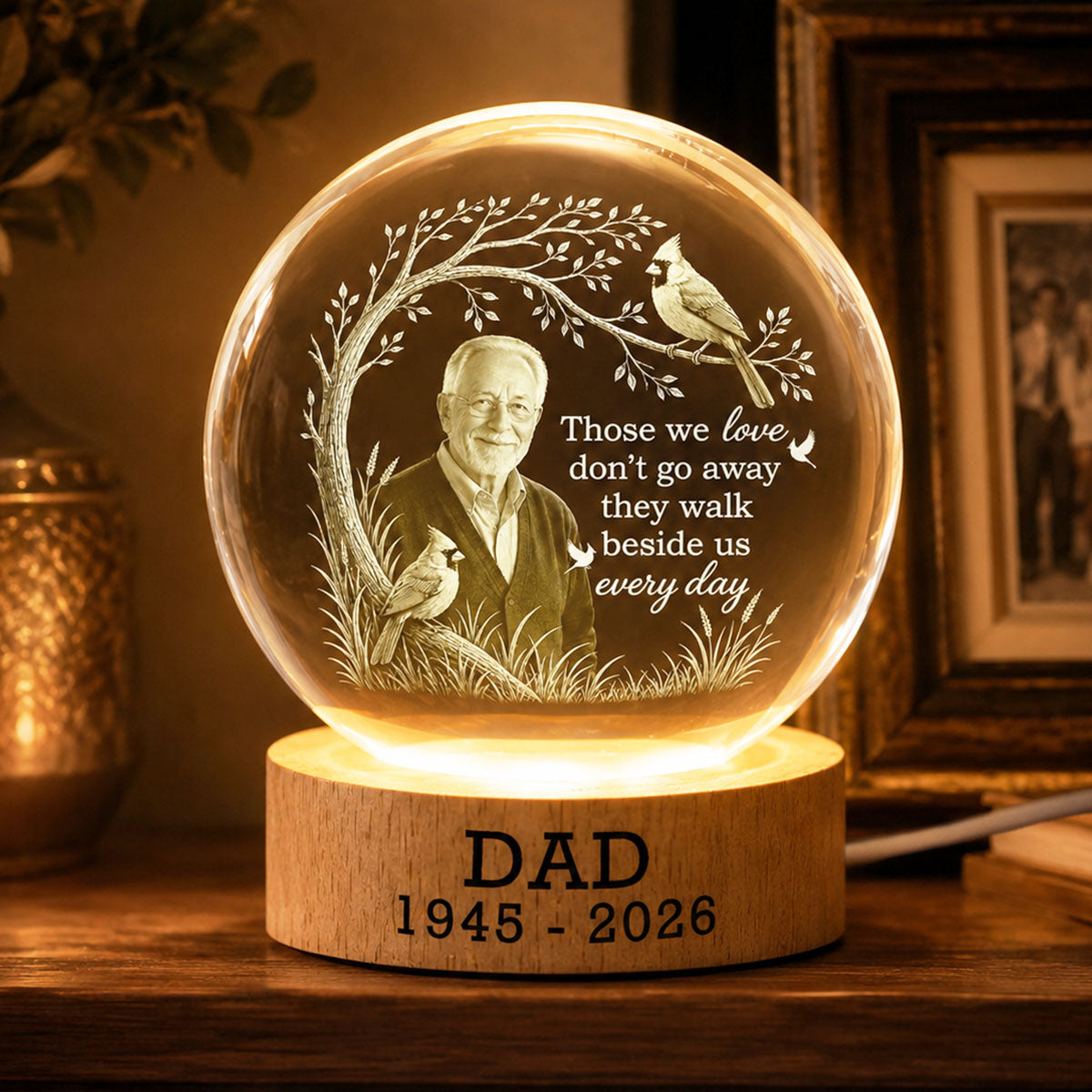 Those We Love Custom Photo Memorial - Personalized Crystal Ball - Memorial Gift, Sympathy Gift For Loss Of Loved One