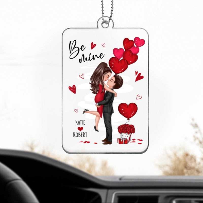 Be Mine Doll Couple Hugging Kissing Personalized Acrylic Ornament - Gift For Him Gift For Her