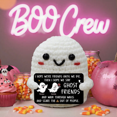Ghost Besties Best Friends Gift Personalized Handmade Crocheted Ghost with Card