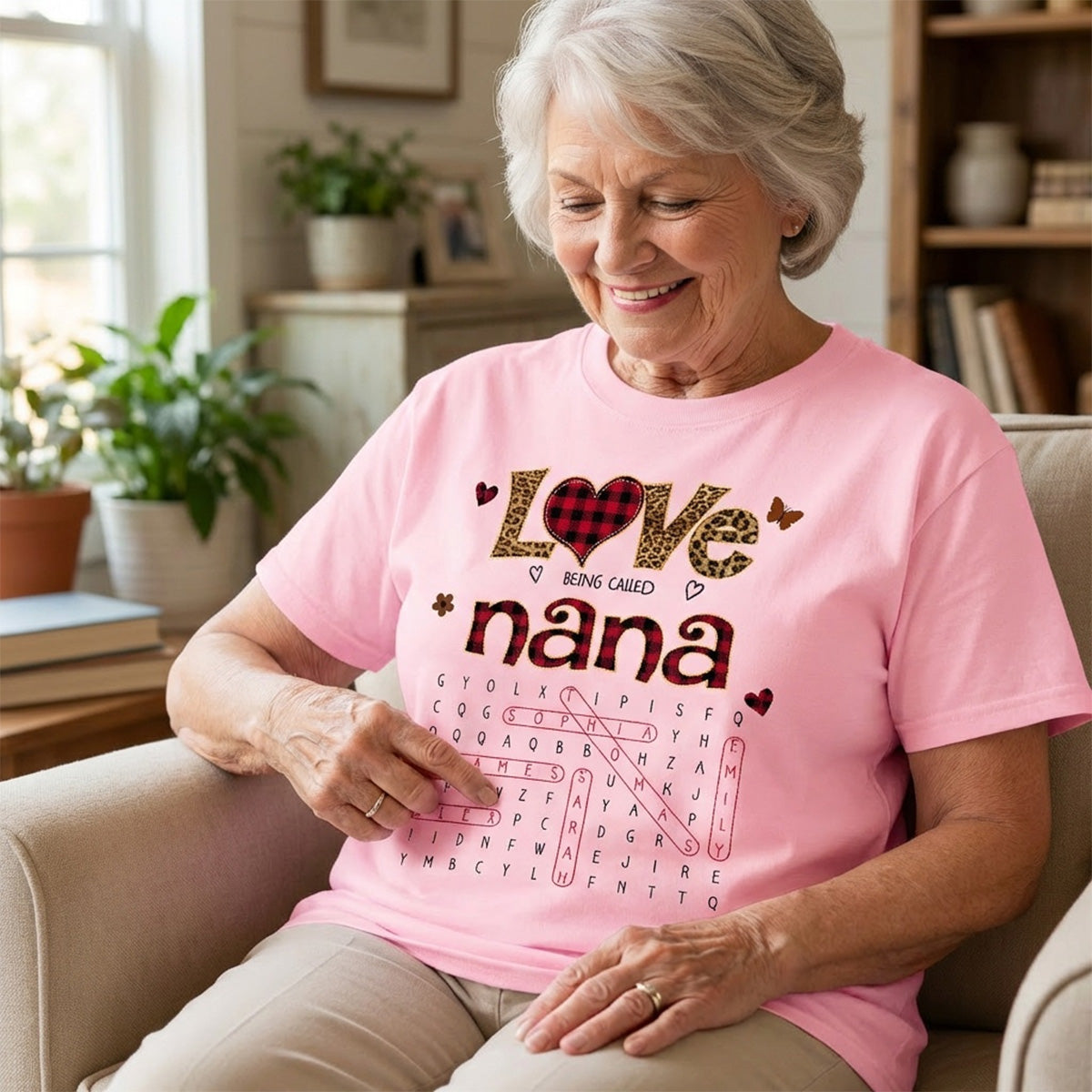 Love Being Called Grandma Leopard Pattern Word Search Puzzle - Personalized Shirt - Mother's Day Gift For Grandma Mom