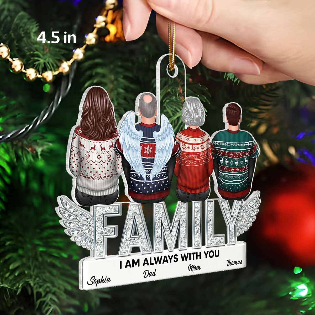 3D Shining Effect Family Always With You Memorial - Personalized Acrylic Ornament - Heartwarming Memorial, Sympathy, Remembrance Gift