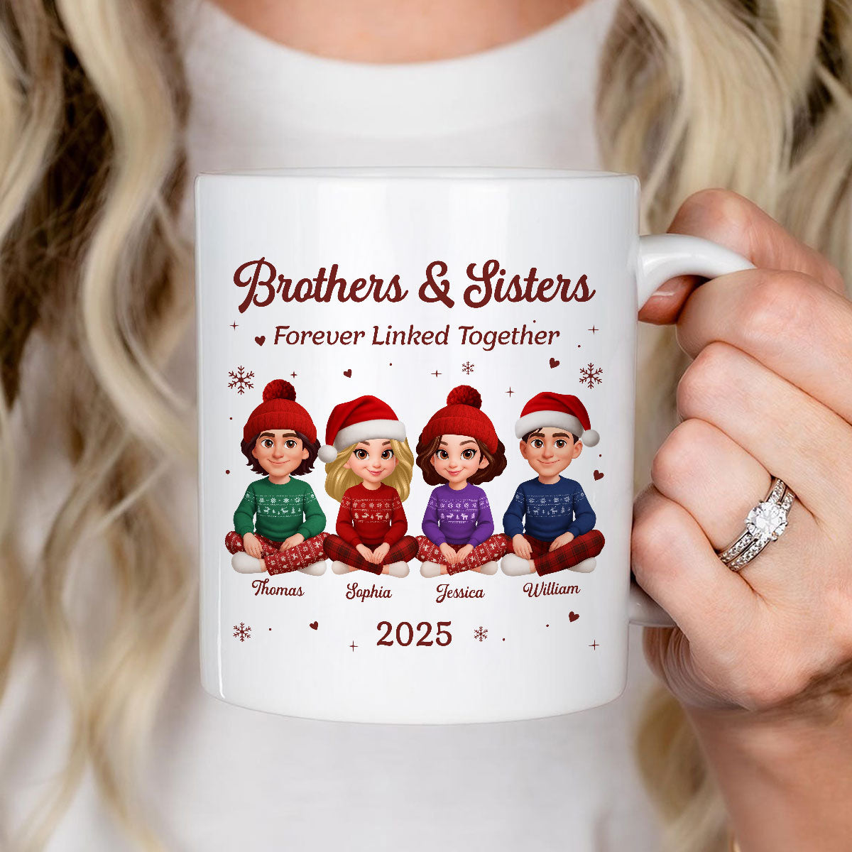 Brothers Sisters Forever Linked Together - Personalized Mug - Christmas Gift For Brothers, Sisters, Siblings
